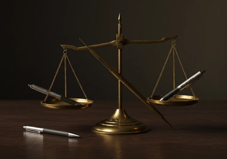 위고비와 마운자로 펜이 놓인 기울어진 저울