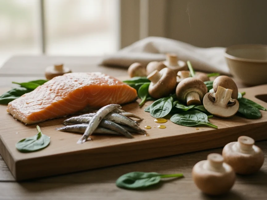 오메가-3, 칼슘, 비타민 D가 풍부한 음식들 이미지