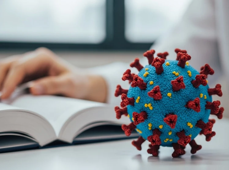 인플루엔자 바이러스 모형과 의학 서적