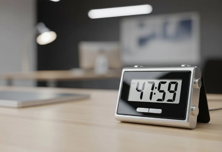 시간의 흐름을 보여주는 클로즈업된 시계 또는 타이머