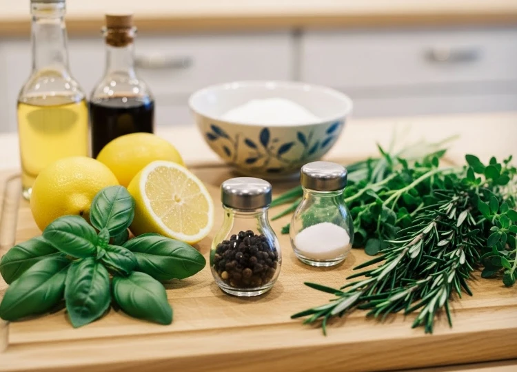 소금 대신 허브, 레몬 등 대체 조미료를 활용하는 모습