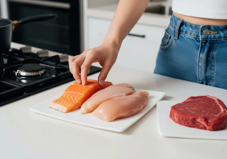 붉은 고기 대신 생선이나 닭고기를 선택하는 모습