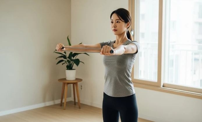 어깨 관절 강화를 위한 외회전 밴드 운동