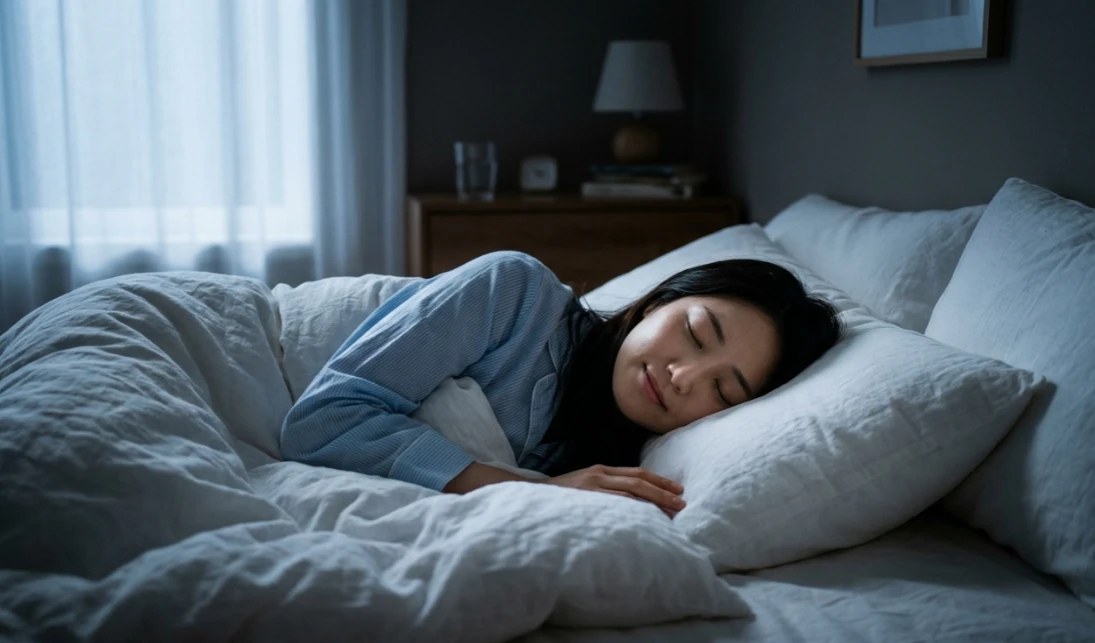 아늑한 침실에서 숙면을 취하는 여성
