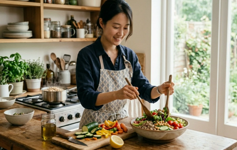 건강한 식재료를 준비하는 모습